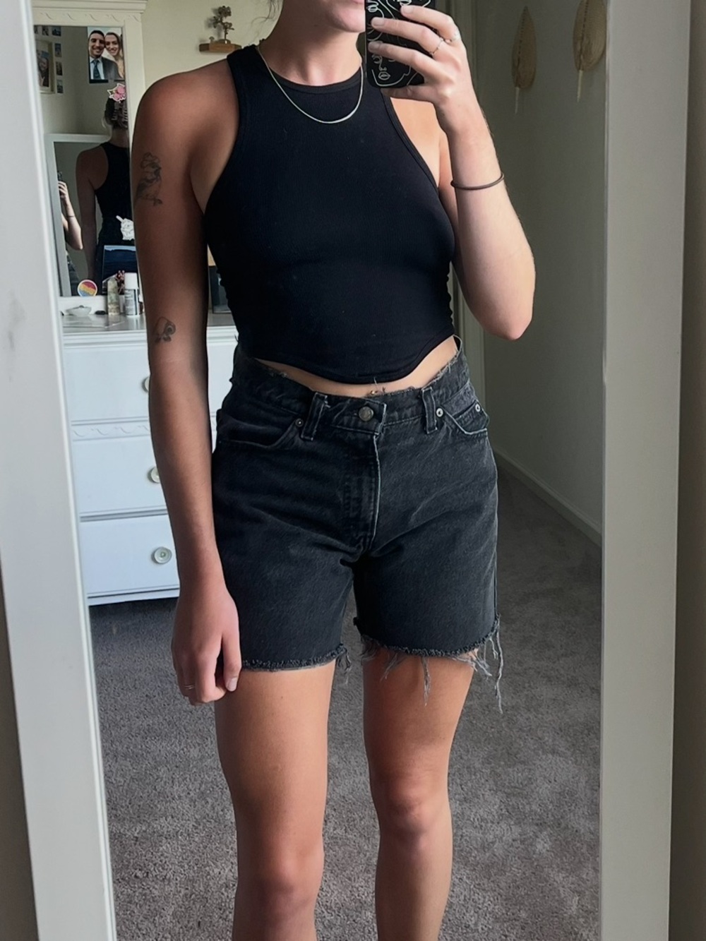 Levi's Black Distressed High-Rise Jean Shorts
